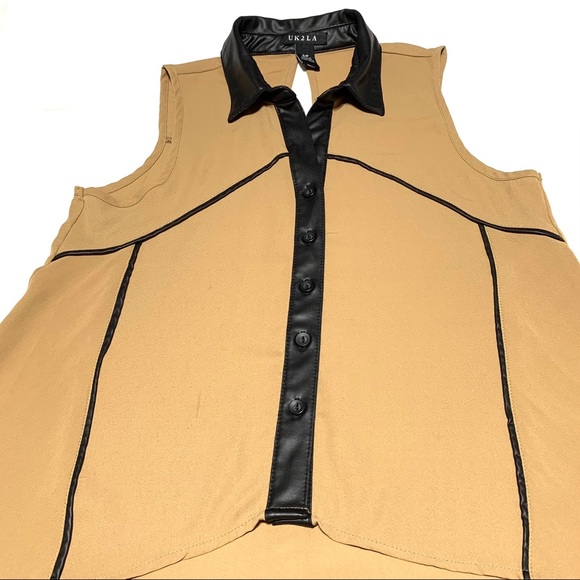 UK2LA Button Down Shirt, Faux Leather Lining Size Small - Picture 6 of 10